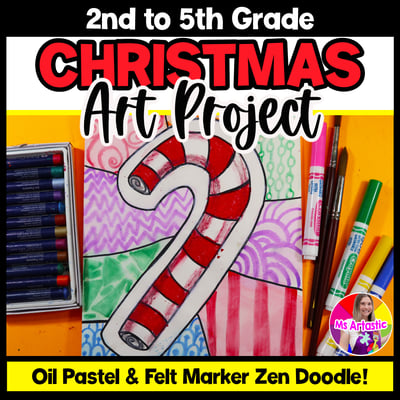 Christmas Art Lesson Candy Cane Artwork Line Art Project Christmas Art Activity