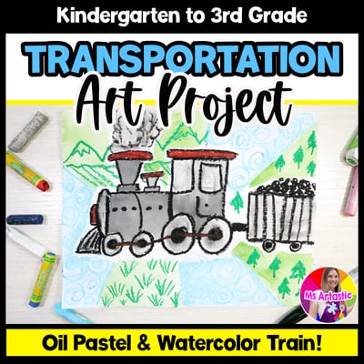 Train Art Project Transportation Line Art Lesson for Primary Students