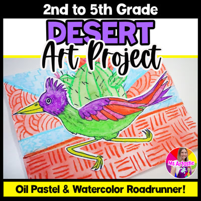 Summer Art Project Activity Desert Roadrunner Art Lesson Line Art Project
