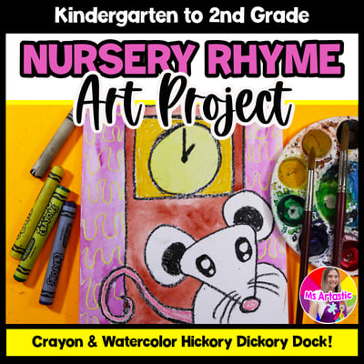 Hickory Dickory Dock Nursery Rhyme Art Lesson Kindergarten Art Project