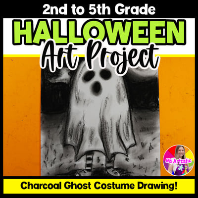 Ghost Art Project Halloween Art Lesson Charcoal October Autumn Fall Art Activity