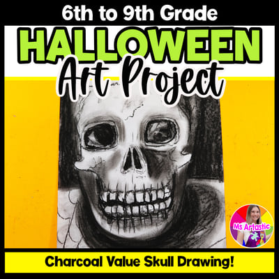 Halloween Art Lesson Charcoal Art Project October Art Middle School Fall