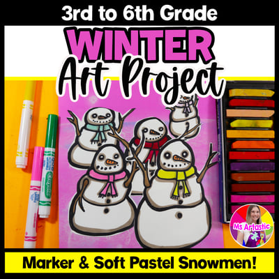 Winter Snowman Art Lesson Element of Art Space Winter Art Project Artwork