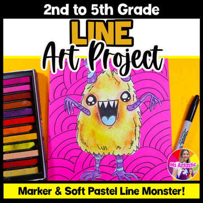 Element of Art Line Art Lesson Monster Line Art Project Activity for Elementary