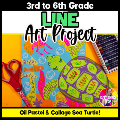 Element of Art Line Art Lesson Sea Turtle Art Project Activity for Elementary