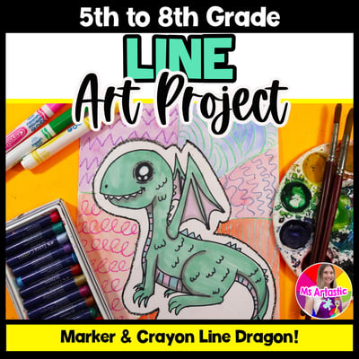 Element of Art Line Art Lesson Dragon Line Art Project Activity for Elementary