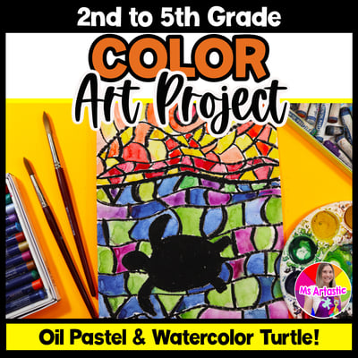 Element of Art Color Art Lesson Warm Cool Colors Turtle Landscape for Elementary