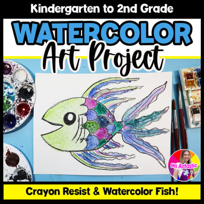 Watercolor Fish Art Lesson Watercolor Art Project Kindergarten Summer Art