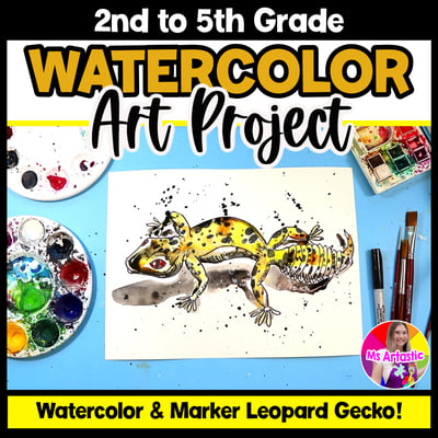 Watercolor Gecko Art Lesson Watercolor Art Project Summer Art Activity