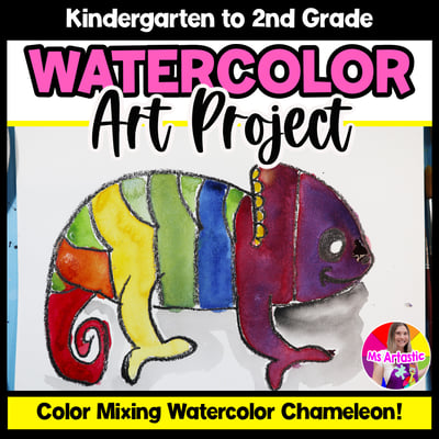 Watercolor Art Lesson Color Mixing Chameleon Kindergarten Color Wheel Project