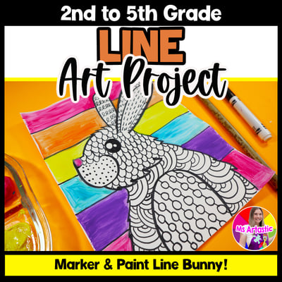 Art Lesson Element of Art Line Bunny Line Art Project Lesson Plan Activity