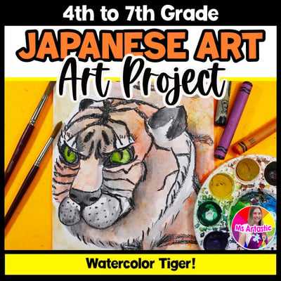Japanese Tiger Art Lesson Watercolor Painting Tutorial Art History Art Activity