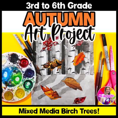 Autumn Birch Tree Forest Art Lesson Autumn Art Project Fall Tree Art Activity