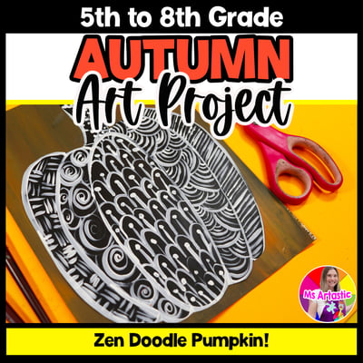 Fall Pumpkin Line Art Lesson Autumn Art Project Zen Doodle Fall Art Activity