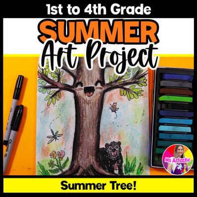 Summer Art Lesson Summer Tree Art Project Elementary Summer Art Activity