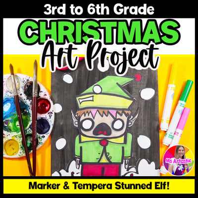 Christmas Art Lesson Santas Elf Art Project Christmas Art Activities Artwork