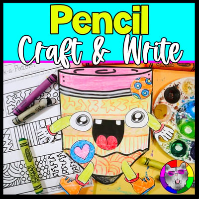 Back to School Craft Pencil Craft and Write BTS Writing Prompts Sub Plans