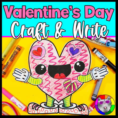 Valentines Day Craft Writing Prompt Worksheets Heart Art Activity Art Lesson Sub