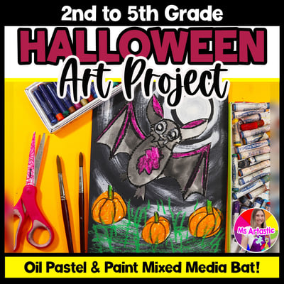 Halloween Art Lesson Bat Halloween Art Project October Autumn Art Activity