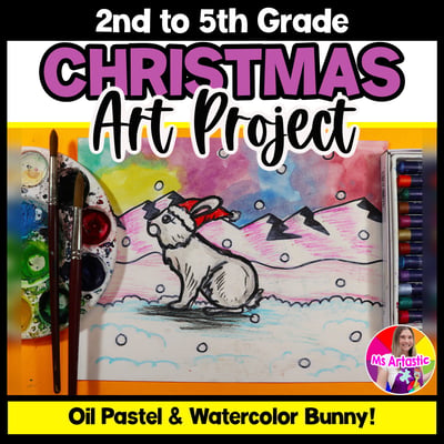 Christmas Art Project Christmas Bunny Art Lesson Christmas Art Activity