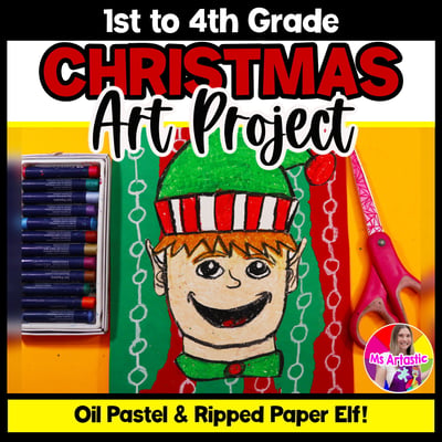 Christmas Art Lesson Santas Elf Art Project Christmas Art Activity