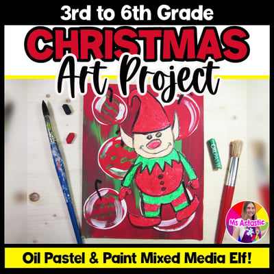 Christmas Art Project Holiday Art Lesson Elf Art Lesson December Artwork