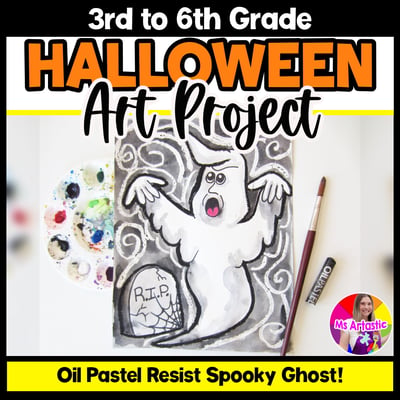 Halloween Art Lesson Ghost Art Project Halloween Art Activity October Artwork