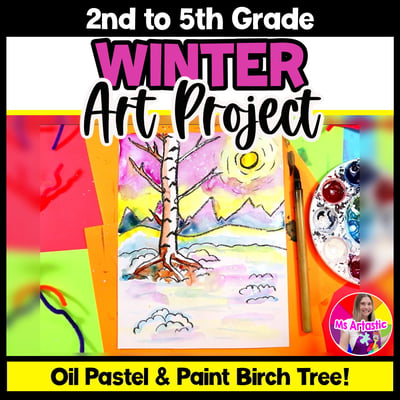Winter Art Lesson Winter Birch Tree Art Project Winter Art Activity Reading