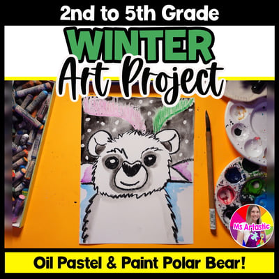 Winter Polar Bear Northern Lights Art Lesson Polar Bear Art Project Aurora