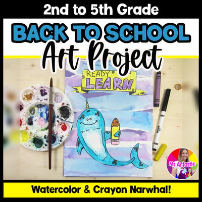 Narwhal Art Lesson Watercolor Art Directed Drawing Back To School Art Activity