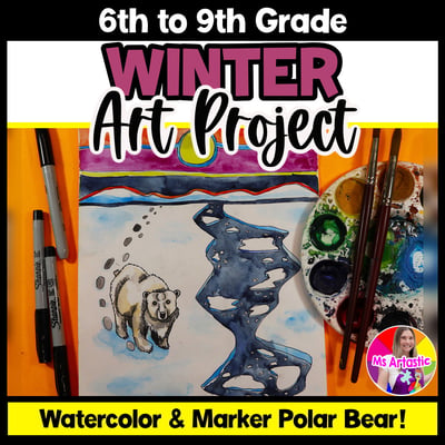 Winter Art Lesson Watercolor Painting Winter Art Project Polar Bear Art Lesson