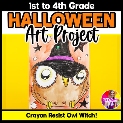 Art Project Halloween Art Lesson Owl Witch Artwork October Autumn Art Activity