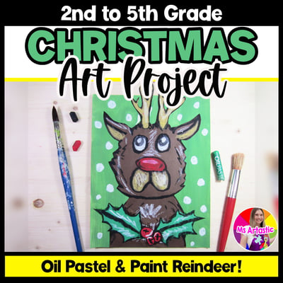 Christmas Art Lesson Reindeer Art Project December Art Activity Craft Winter Art