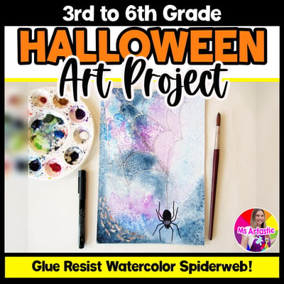 Art Project Halloween Art Lesson Spiderweb Watercolor Art Autumn Activity