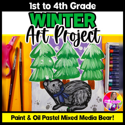 Winter Art Lesson Bear Winter Art Project Art Activity January Art Tutorial