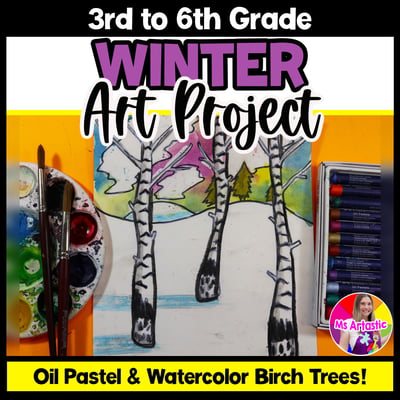 Winter Birch Tree Art Project Art Lesson Winter Art Activity Winter Art Project