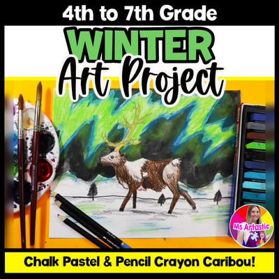 Northern Lights Winter Art Project Winter Art Lesson Caribou Winter Art Activity
