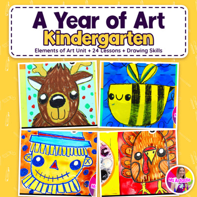 A Year of Art Kindergarten Bundle Elements of Art Unit and 24 Art Lessons