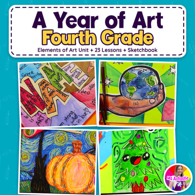 A Year of Art Fourth Grade Bundle Elements of Art Unit and 23 Art Lessons
