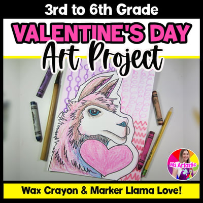 Valentines Day Art Lesson Llama Valentines Art Project Valentines Art Activity
