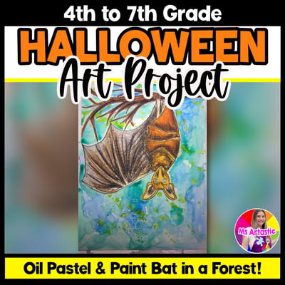 Bat in a Forest Art Lesson, Art Project on Bats