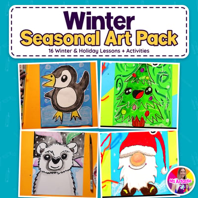 Winter Seasonal Art Pack Bundle 16 Winter and Holiday Art Lessons and Activities