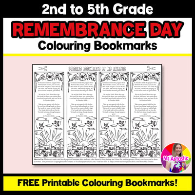 Remembrance Day Colouring Bookmarks