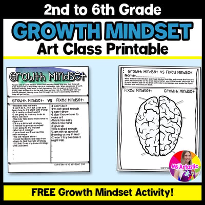 Growth Mindset Activity Art Classroom First Week Activity SEL Printable FREEBIE