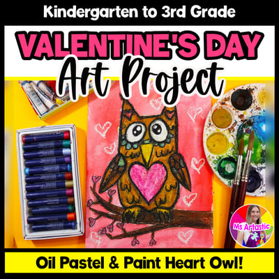 Valentines Day Owl Heart Art Lesson Valentines Hearts Art Project Art Activity