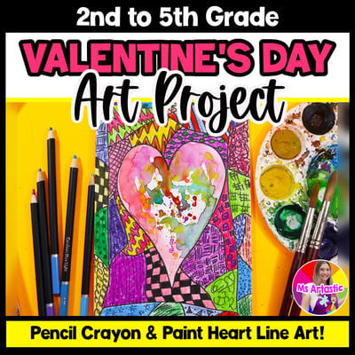Valentines Day Heart Art Lesson Valentines Art Project Valentines Art Activity
