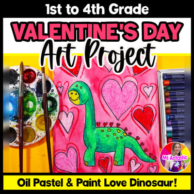 Valentines Dinosaur Art Lesson Valentines Art Project Valentines Art Activity