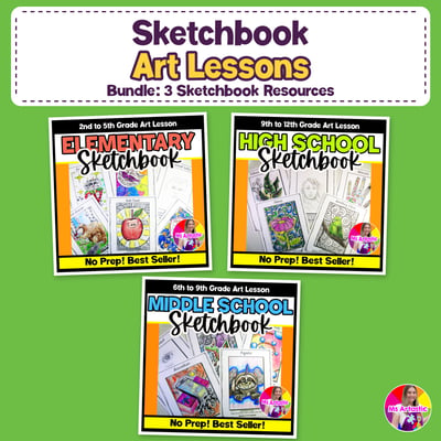 Sketchbook Art Lessons Bundle Sketchbook Prompts Art Activities Worksheets