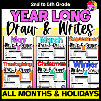 Draw and Write Bundle 2 to 5 Year Long Writing and Directed Drawing Activities