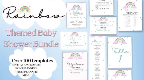 Rainbow Baby Shower Printable Bundle